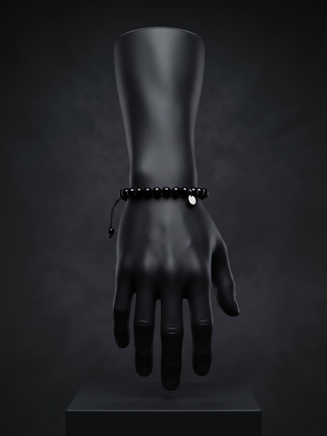 Pulsera de caballero negra de circulos