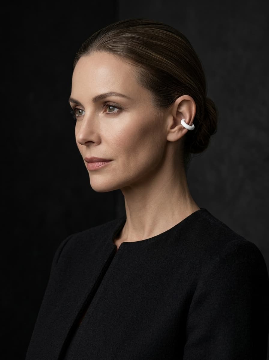 Ear cuff y ear coff chico blanco, puesta