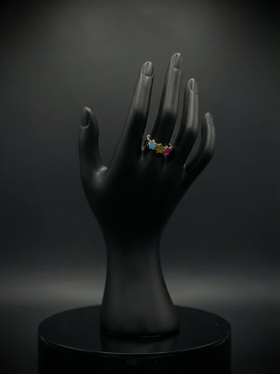 Anillo chico de acero estrella de colores