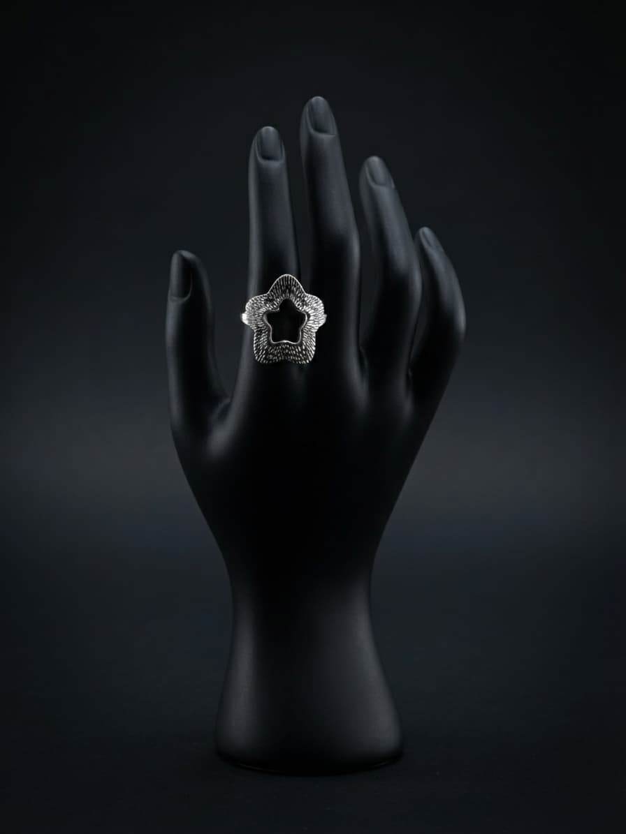 Anillo chico de acero estrella
