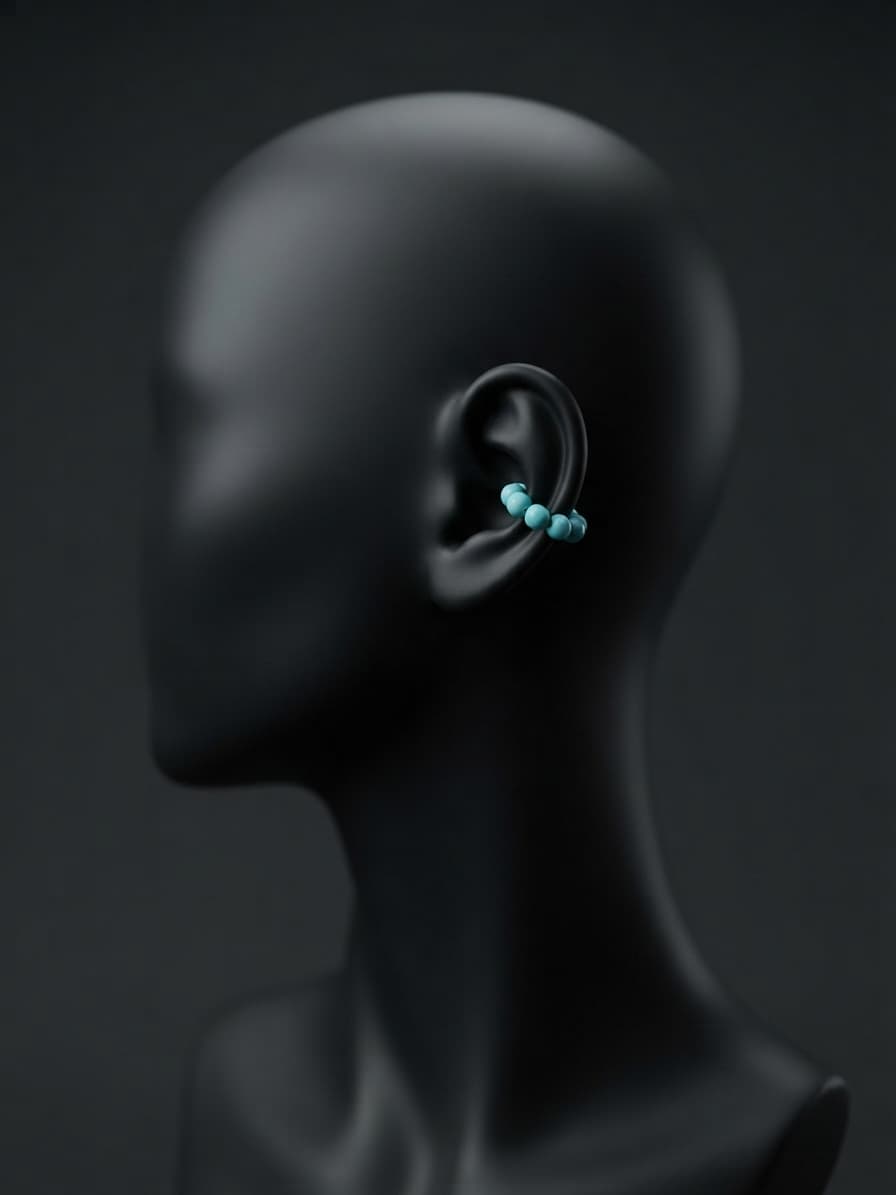 Ear cuff chico azul con dorado