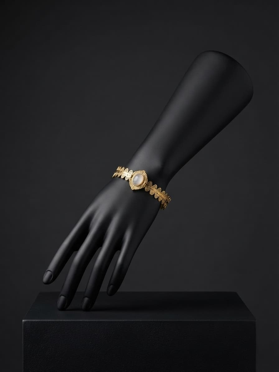 Pulsera mediana de acero con ojo blanco al centro