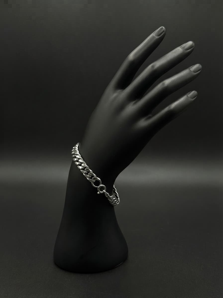 Pulsera caballero grande cadena delgada de plata
